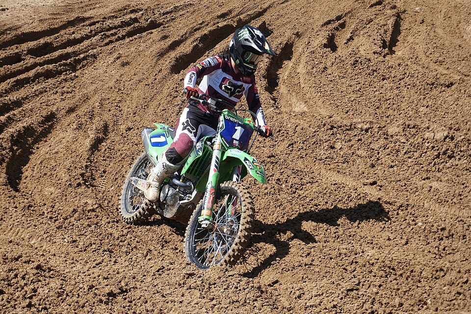 Courtney Duncan racing at the Motocross World Championship in Spain