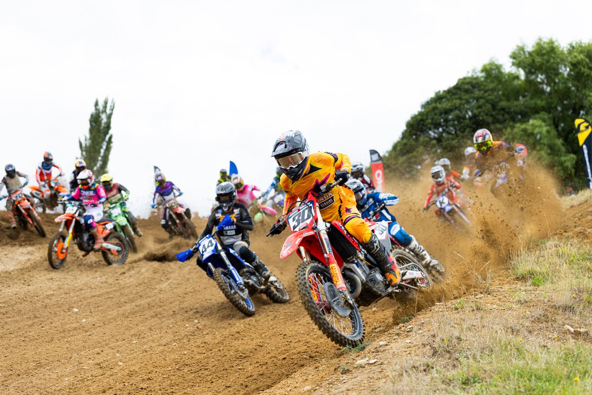 Josiah Natzke leads the MX1 pack at Rotorua